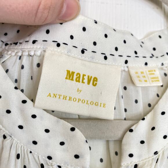 ANTHROPOLOGIE Maeve Lucy Polka Dot Blouse Cream Black Plus Size 16 - Picture 4 of 9